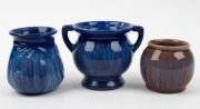 MELROSE WARE group of three pottery vases, the largest 10cm high, 14cm wide