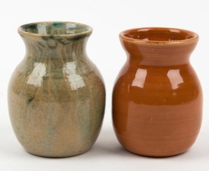 JOHN CAMPBELL two pottery vases with brown and gray glazes, incised "John Campbell, Tas.", 7.5cm and 8cm high