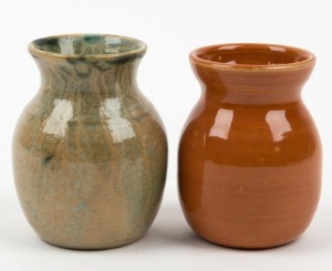JOHN CAMPBELL two pottery vases with brown and gray glazes, incised "John Campbell, Tas.", ​​​​​​​7.5cm and 8cm high