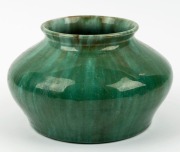 JOHN CAMPBELL green glazed pottery vase, incised "John Campbell, 1934", ​​​​​​​12cm high, 17cm wide