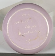 MARTIN BOYD & CHARLES BLACKMAN pottery candle holder with pink glaze and floral painted decoration, incised "MR. Martin Boyd, Australia. C.B.", ​​​​​​​10.5cm diameter - 3