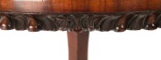 WILLIAM HAMILTON, important Colonial Australian cedar wine table, solid book-matched flame cedar top, handsomely carved with crisp dragooned edge, and finely carved column, standing on a platform base with Hamilton's signature scroll over feet, circa 1845 - 5