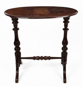 An antique Australian occasional table, kauri pine top with blackwood base, 19th century, 