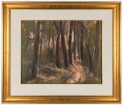 ARTIST UNKNOWN, double sided picture (forest scene and nude), oil on board,&nbsp; 47cm x 57cm,&nbsp; 75cm x 85cm overall - 2