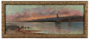 WILLIAM CHARLES PIGUENIT (attributed), (1836-1914), Sunset over Lane Cove Hunters Hill, Sydney, oil on canvas, 34 x 90cm, 43 x 99cm overall. Provenance: Joel's Auction, Melbourne, Malvern Town Hall, 1985. Private Collection Melbourne. - 2