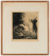 NORMAN LINDSAY (1879-1969), (the hunt), etching, signed lower right "Norman Lindsay", 25 x 24cm, 42 x 46cm overall - 2