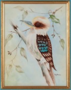 A painted porcelain kookaburra plaque, signed "JOY FARNAN", ​​​​​​​50 x 40cm overall - 2