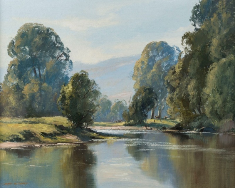 GERARD MUTSAERS (1947- ), (winter, Yarra), oil on canvas board, signed lower left "Gerard Mutsaers", 39 x 49cm, 59 x 69cm overall