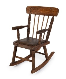 KANGAROO BACK child's rocking chair, blackwood and pine, 19th/20th century, 55cm high, 32cm across the arms