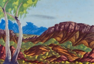 Artist Unknown, Central Australian Landscape, watercolour, ​​​​​​​35 x 52cm; framed 59 x 76cm.