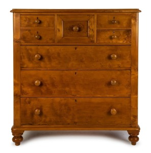 W.H. ROCKE & Co. of Melbourne, antique huon pine seven drawer chest, 19th century, ​​​​​​​123cm high, 115cm wide, 49cm deep