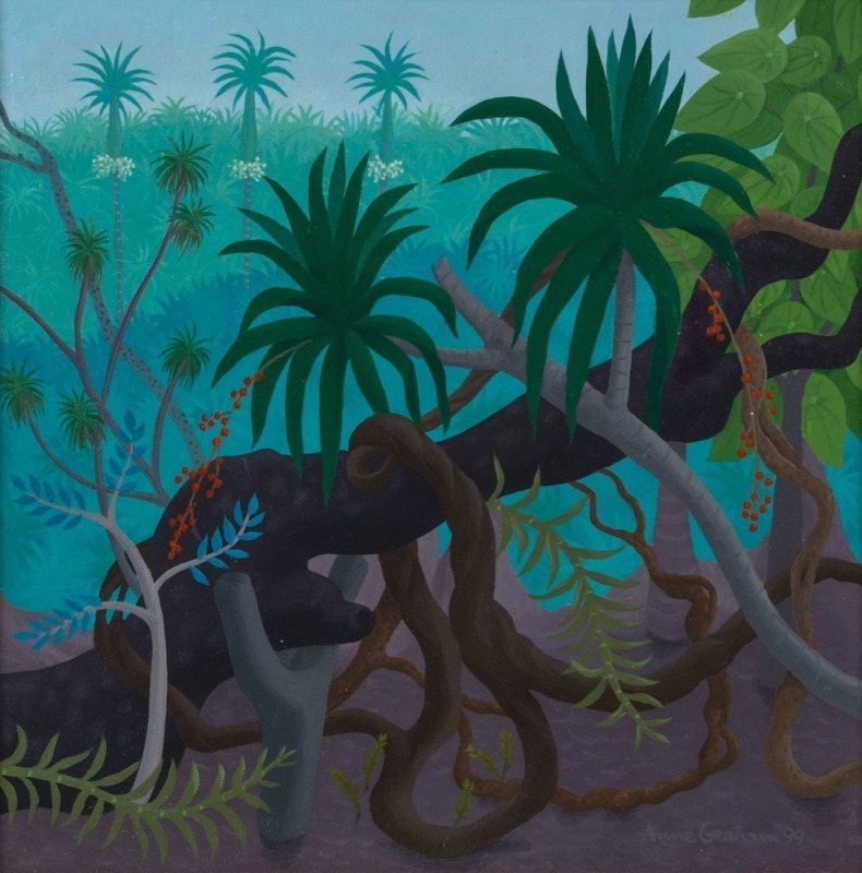 ANNE MARIE GRAHAM (b.1925), Entrance to Rainforest, Queensland, 1999, oil on canvas, signed and dated lower right, 35 x 35cm; framed 42 x 42cm. Provenance: Leonard Joel, The Sunday Art Sale, Melbourne, 28/02/2010, Lot No. 19.