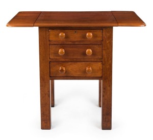 HENRY T. JONES & SON of Parramatta, Australian cedar book press table with three drawers and drop-leaf top, 19th century, 81cm high, 61cm wide (95cm when extended), 47cm deep