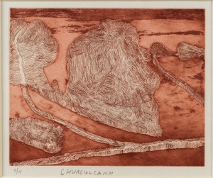 CHURCHILL CANN, Texas Downs Country, etching, 1996, editioned 8/15 and signed in lower margin, framed overall 44.5 x 47.5cm. With Narrangunny Art Traders Certificate verso.