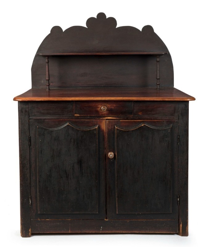 An antique pine chiffonier with shield doors and cotton reel handles, Barossa Valley, South Australia, 19th century,  152cm x 116cm x 69cm 