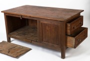 A Colonial Baltic pine scullery table with removeable door and two drawers on the side, South Australian origin, 19th century,  79cm high, 163cm wide, 90cm deep - 2