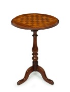 An Australian games top wine table with tilting mechanism, cedar and huon pine, circa 1880, 72cm high, 51cm diameter