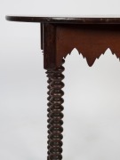 An Australian Folk Art oval occasional table, stained pine and cedar with bobbin turnings and unusual apron frieze, South Australian origin, 19th century, 71cm high, 73cm wide, 46cm deep - 2