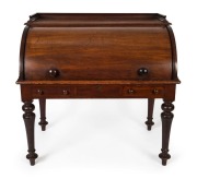 BALLARAT BANK antique Australian cedar cylinder top desk with fitted interior, Sydney origin, circa 1865, 113cm high, 117cm wide, 75cm deep