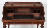 BALLARAT BANK antique Australian cedar cylinder top desk with fitted interior, Sydney origin, circa 1865, 113cm high, 117cm wide, 75cm deep - 2