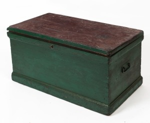 An antique blanket box with painted finish, red and kauri pine with Baltic pine base, South Australian origin, 19th century, 51cm high, 101cm wide, 56cm deep