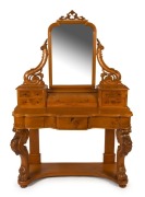 An antique Australian dressing table, birdseye huon pine, Melbourne origin, circa 1875, ​​​​​​​161cm high, 120cm wide, 51cm deep