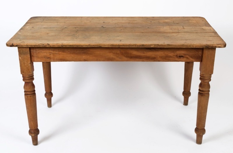 A rustic antique farmhouse scullery table, kauri and Baltic pine, South Australian origin, 19th century,  76cm x 137cm x 73cm