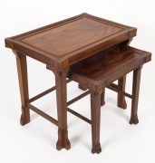 A nest of wo Australian Arts & Crafts occasional tables, Tasmanian blackwood with rare rose mahogany fitted panel tops, early 20th century, the larger 53cm high, 71cm wide, 41cm deep