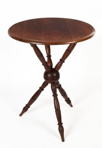 An antique Australian blackwood cricket table, circa 1900, ​​​​​​​72cm high, 56cm diameter