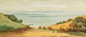 FREDERICK EDWIN COX (1871-1955), Spindrift Cottage, Flinders, watercolour, signed lower right "F.E. Cox", ​​​​​​​22 x 49cm, 35 x 63cm overall