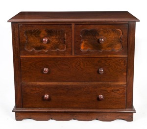 An Australian cedar chest with two shaped panel drawers on a plinth base, South Australian origin, 19th century, 98cm high, 114cm wide, 51cm deep