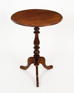 An Australian solid cedar wine table with a bulbous column and tripod base, 19th century, 70cm high, 51cm diameter