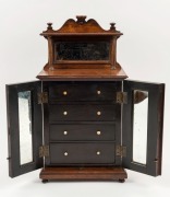 An antique apprentice cabinet chiffonier, walnut and pine, 19th century, interior fitted with four drawers with whalebone handles, 39cm high, 21cm wide, 14cm deep - 3