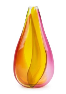 GRANT DONALDSON rainbow coloured Australian art glass vase,  signed "G. Donaldson",  ​​​​​​​36cm high  