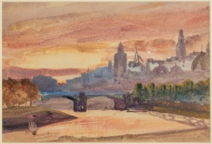 SAMUEL CHARLES FITZPATRICK (1892 - 1991), Sunset on the Yarra, 1928, ​​​​​​​watercolour, signed, titled and dated verso, ​​​​​​​19 x 28cm; framed 33 x 41cm.