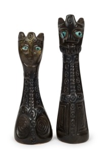 McLAREN pottery King and Queen salt and pepper shakers,  incised "McLaren", 25cm and 23cm high