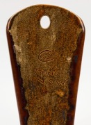 NELL McCREDY brown glazed pottery wall pocket with gumnuts and leaves, incised "Epping, NSW", with artist's monogram, 26cm high - 2