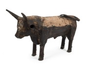 BULLOCK SCULPTURE Folk Art example crafted in metal, made by a Queensland cattle farmer in the Rockhampton region, 20th century. ex John Oxlade Collection, Buderim, Queensland. 30cm high, 46cm long