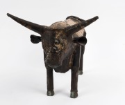 BULLOCK SCULPTURE Folk Art example crafted in metal, made by a Queensland cattle farmer in the Rockhampton region, 20th century. ex John Oxlade Collection, Buderim, Queensland. 30cm high, 46cm long - 3