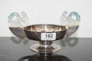 LALIQUE&nbsp;"Deux Figurines Grandes" French frosted and stained figural glass mounted sterling silver bowl by Crichton Brothers, early 20th century, 10.5cm high, 20.5cm wide - 2