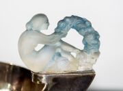 LALIQUE&nbsp;"Deux Figurines Grandes" French frosted and stained figural glass mounted sterling silver bowl by Crichton Brothers, early 20th century, 10.5cm high, 20.5cm wide - 5