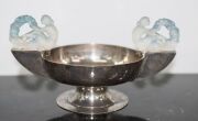 LALIQUE&nbsp;"Deux Figurines Grandes" French frosted and stained figural glass mounted sterling silver bowl by Crichton Brothers, early 20th century, 10.5cm high, 20.5cm wide - 7