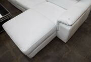 NATUZZI&nbsp;Italian white leather settee with return and adjustable headrests, 87cm high, 278cm across the arms, 170cm deep with return - 2