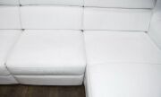 NATUZZI&nbsp;Italian white leather settee with return and adjustable headrests, 87cm high, 278cm across the arms, 170cm deep with return - 5