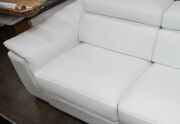 NATUZZI&nbsp;Italian white leather settee with return and adjustable headrests, 87cm high, 278cm across the arms, 170cm deep with return - 6