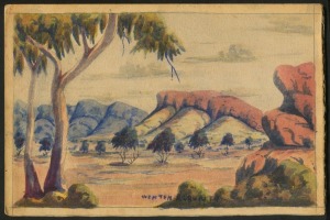 WENTEN RUBUNTJA (1926 - 2005), (Central Australian Landscape), watercolour on board, signed lower centre, 17 x 26cm.