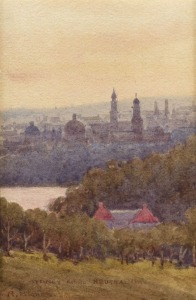 ROBERT RICHES (1860 - 1918), Sydney from Neutral Bay, watercolour on card, signed and titled lower left, 12.5 x 8.5cm.