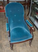 A Colonial Australian cedar easy chair with finely turned legs and scrolled arms, circa 1850,  62cm across the arms  - 2