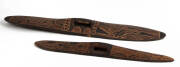 SHIELDS: Two West Australian (Kimberly region) aboriginal shields with carved decoration, c1970s. 75cm & 104cm - 2