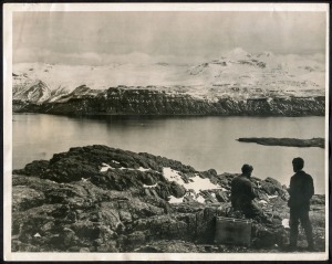 THE B.A.N.Z. ANTARCTIC EXPEDITION: Official original photograph by Captain Frank Hurley: Image A8 - Title: Kergulen's eternal icecap, with official "MAWSON ANTARCTIC EXPEDITION" handstamp and release date "THURSDAY FEB.13, 1930" verso, together with the o